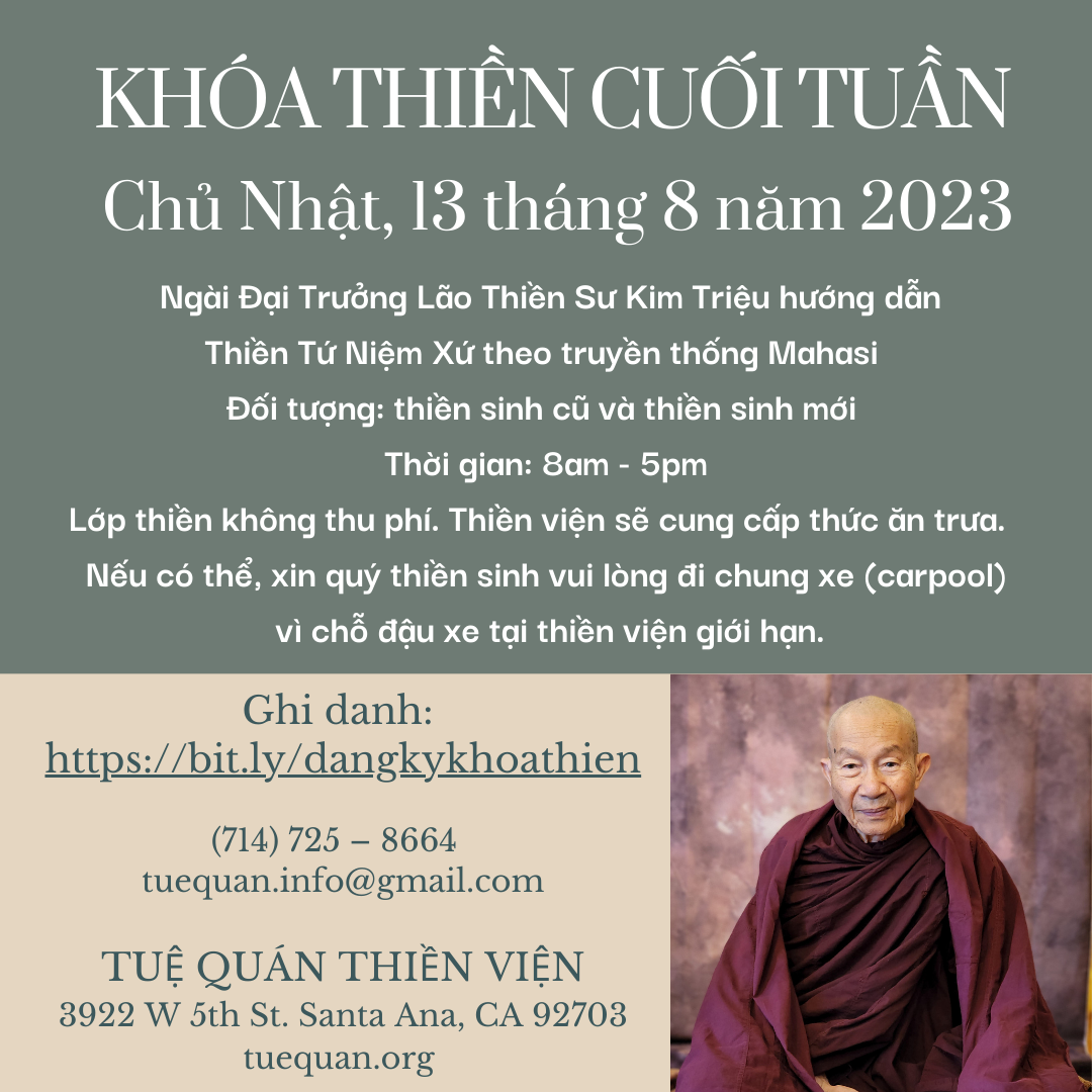 Khóa Thiền Cuối Tuần, 13/08/2023