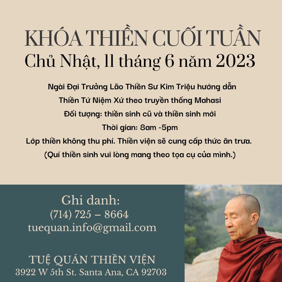 Khóa Thiền Cuối Tuần, 11/06/2023