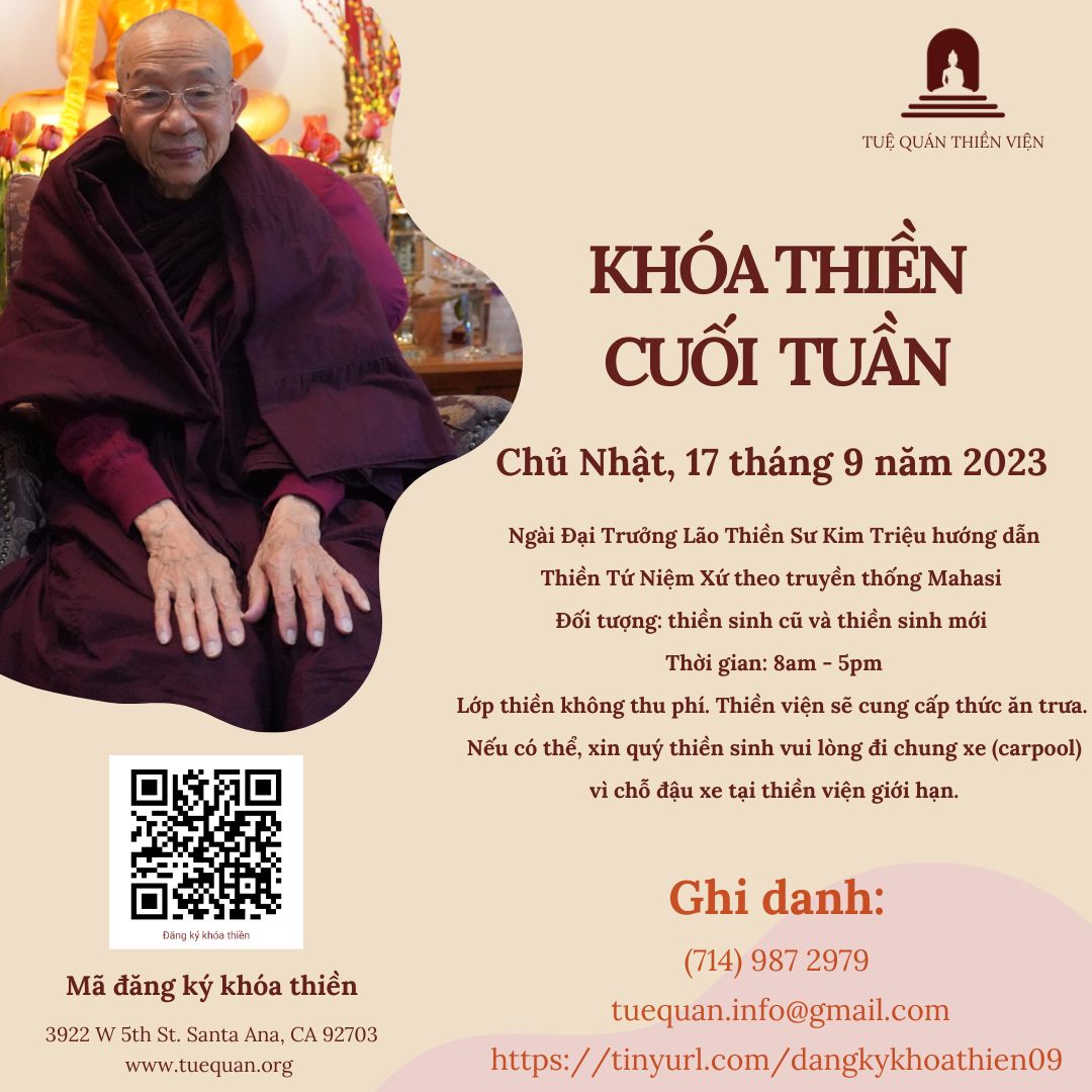 Khóa Thiền Cuối Tuần, 17/09/2023