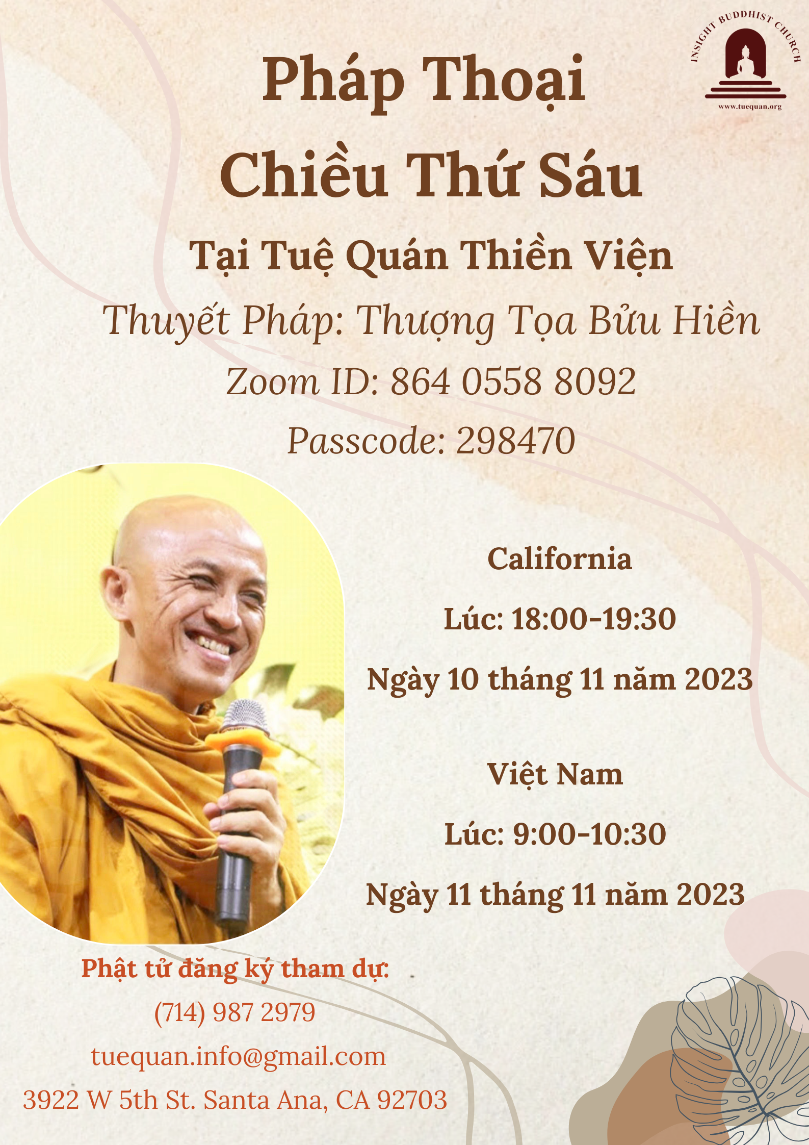 Pháp Thoại Chiều Thứ Sáu, 10/11/2023