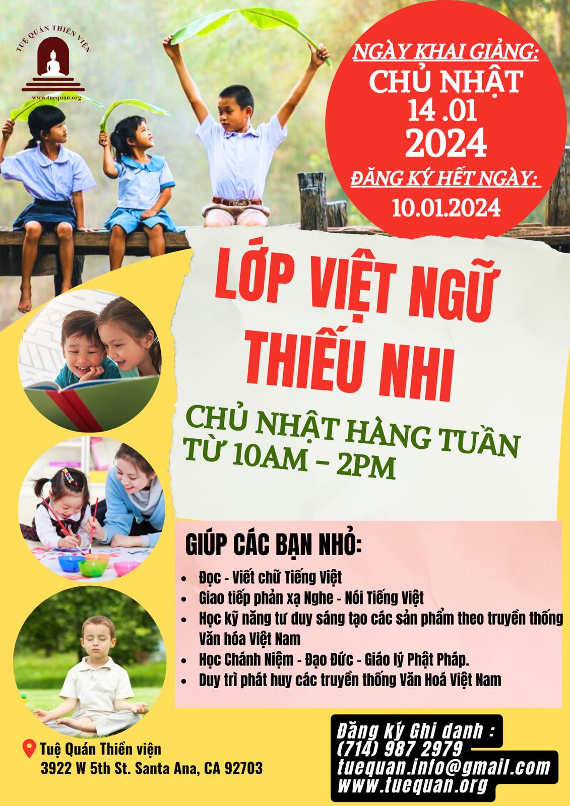 Lớp học Việt ngữ thiếu nhi, 14/1/2024