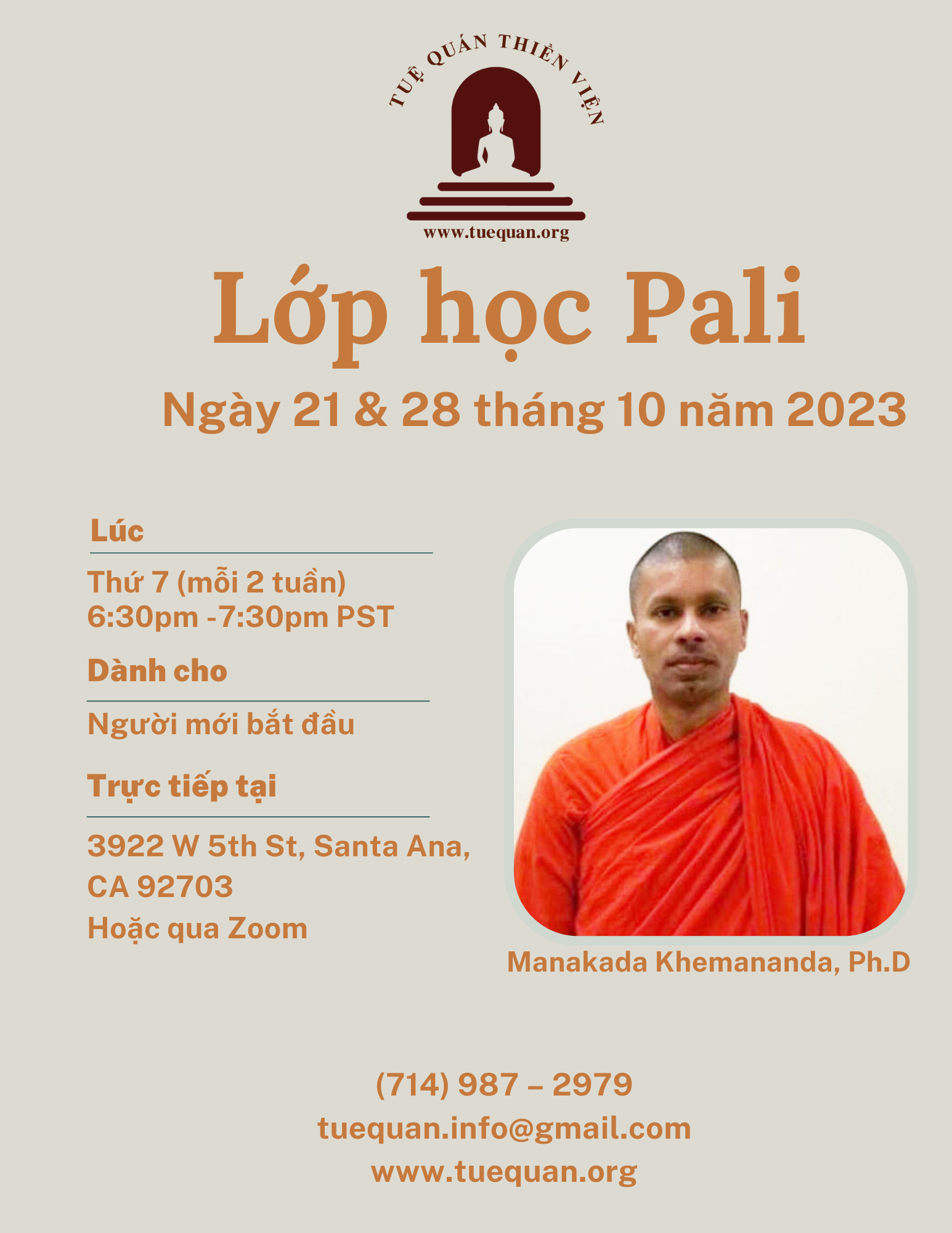 Lớp học Pali, 21 & 28/10/2023