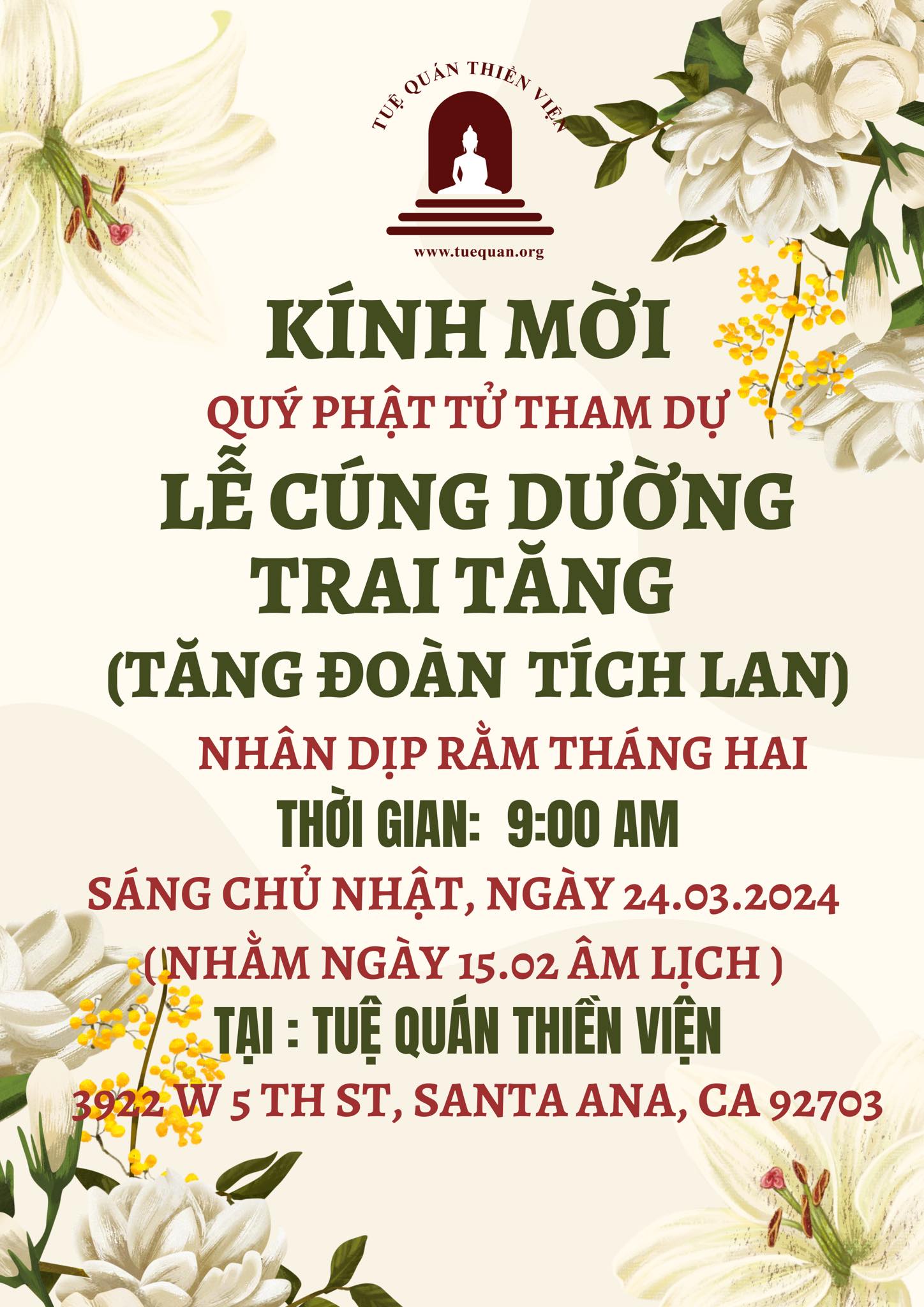 Lễ Cúng dường Trai tăng rằm tháng hai