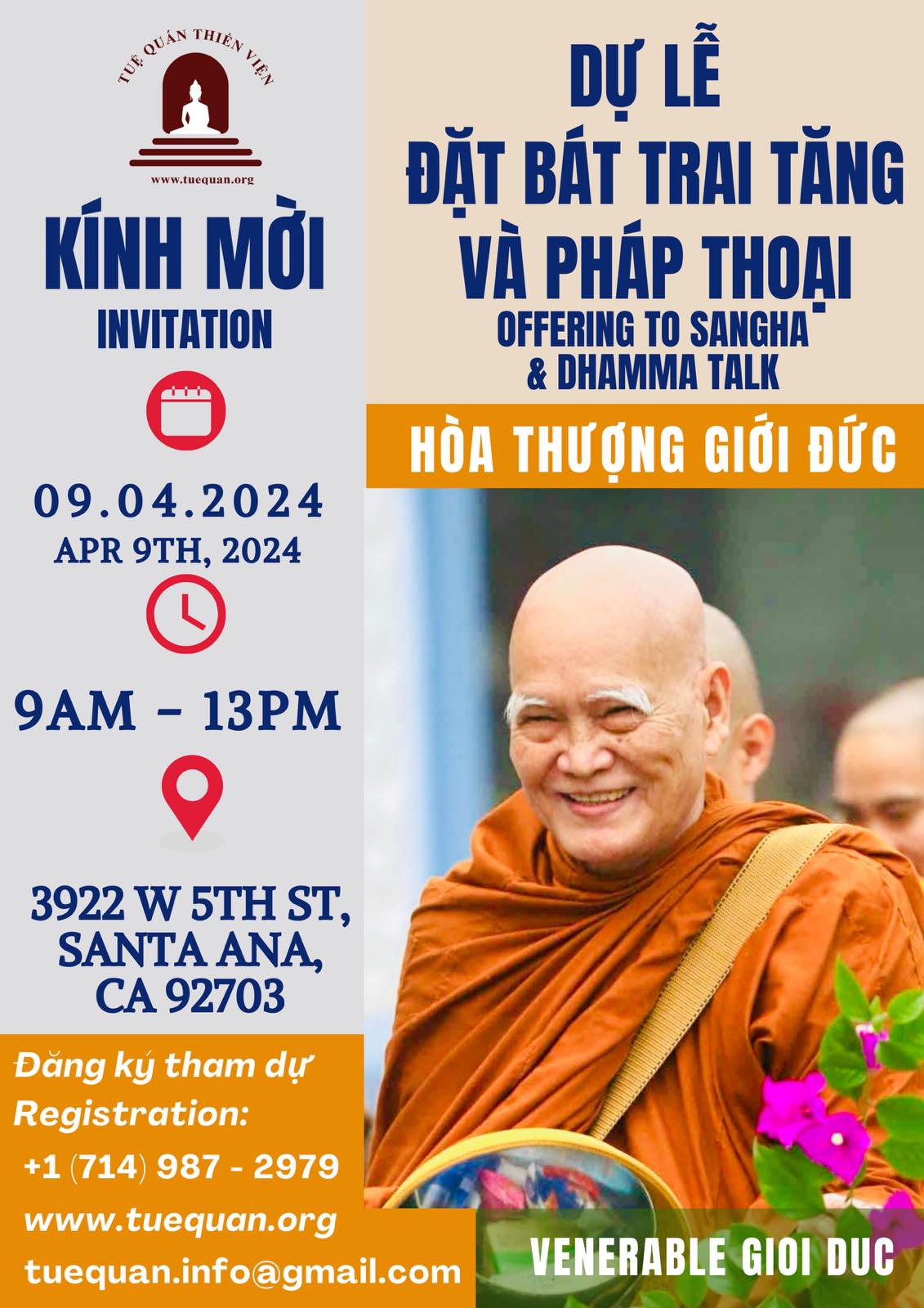 Pháp thoại sáng thứ ba, 09/04/2024