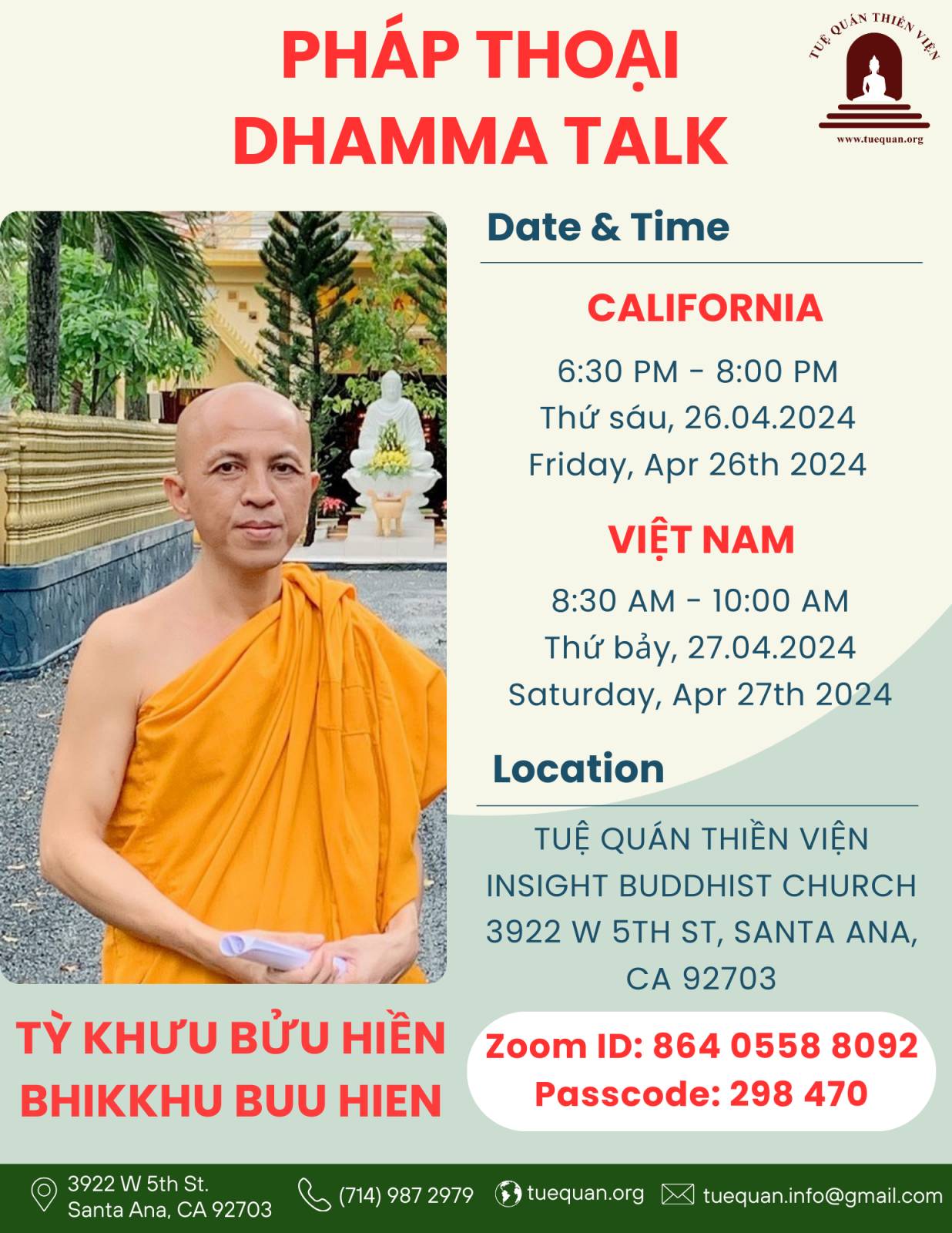 Pháp thoại chiều thứ sáu, 26/04/2024