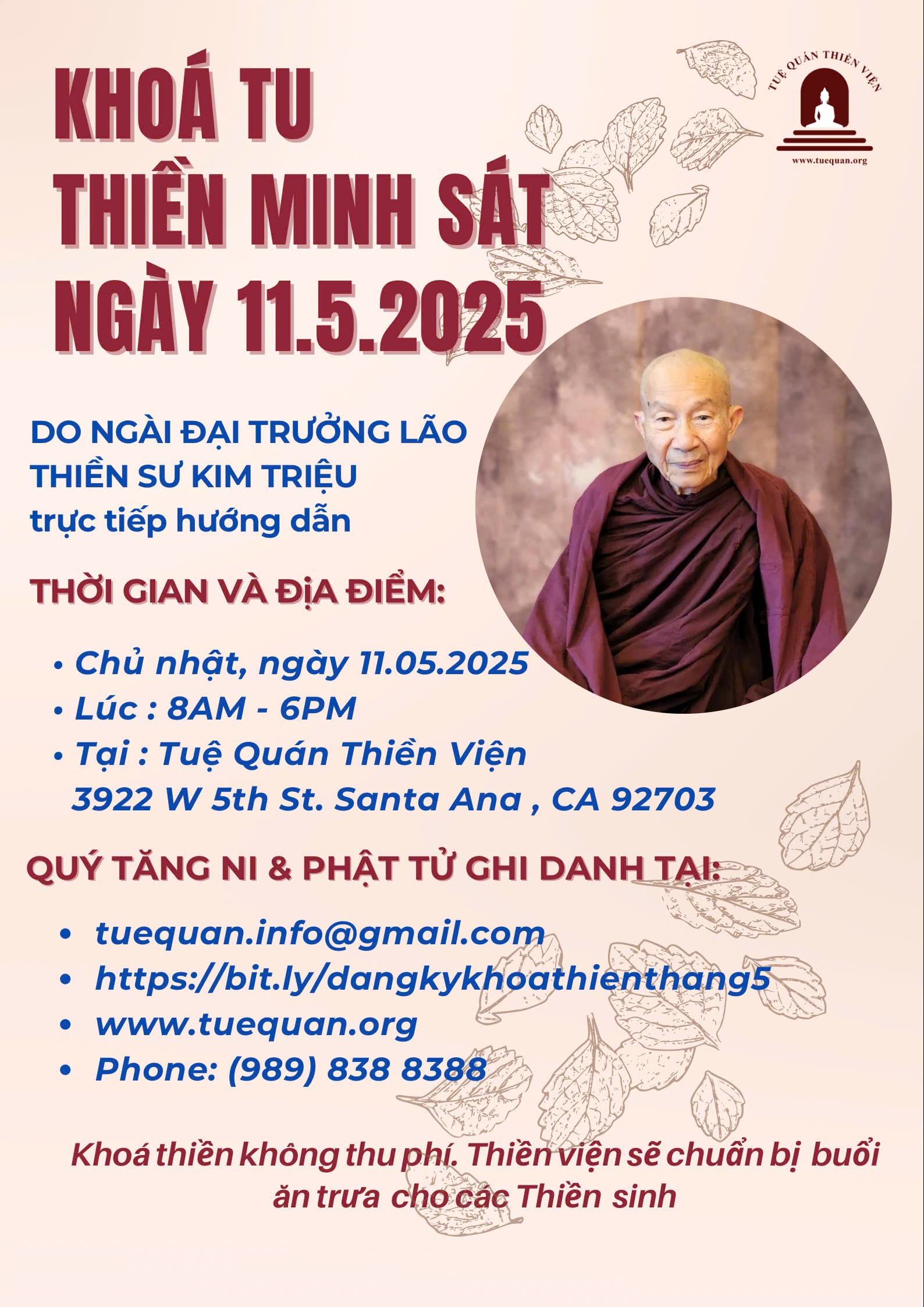 Khóa thiền cuối tuần, 11/05/2025