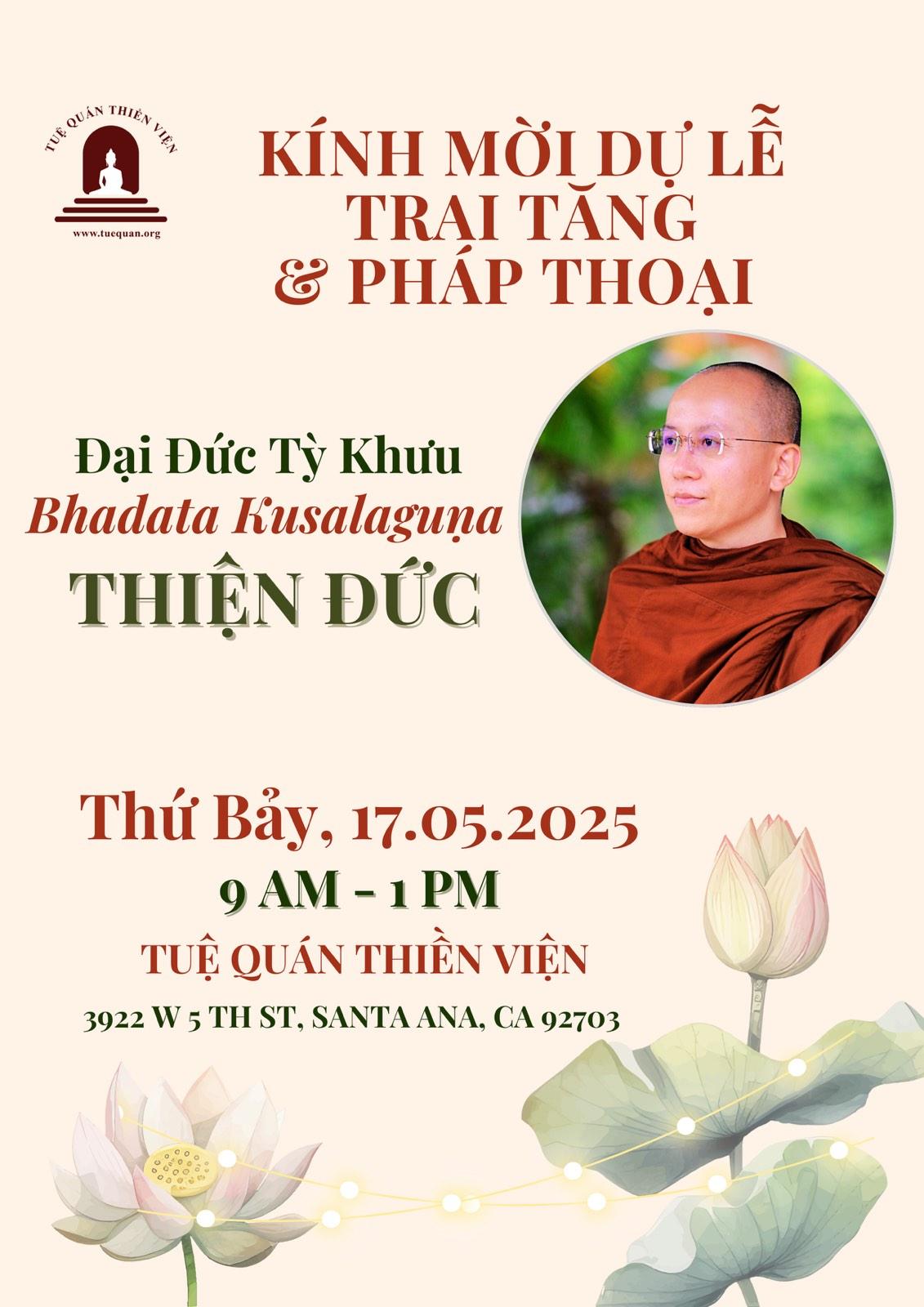 Lễ Trai Tăng & Pháp thoại, 17/05/2025