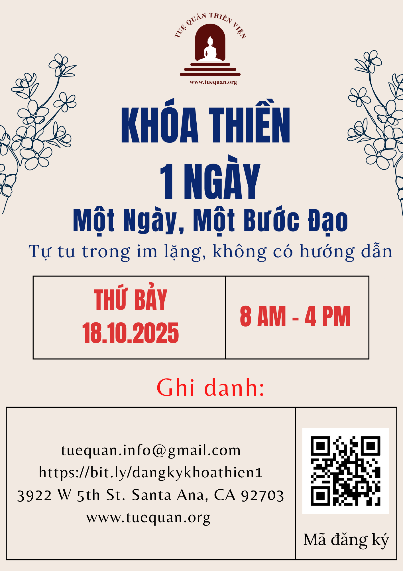 KHÓA THIỀN 1 NGÀY, 18/10/2025