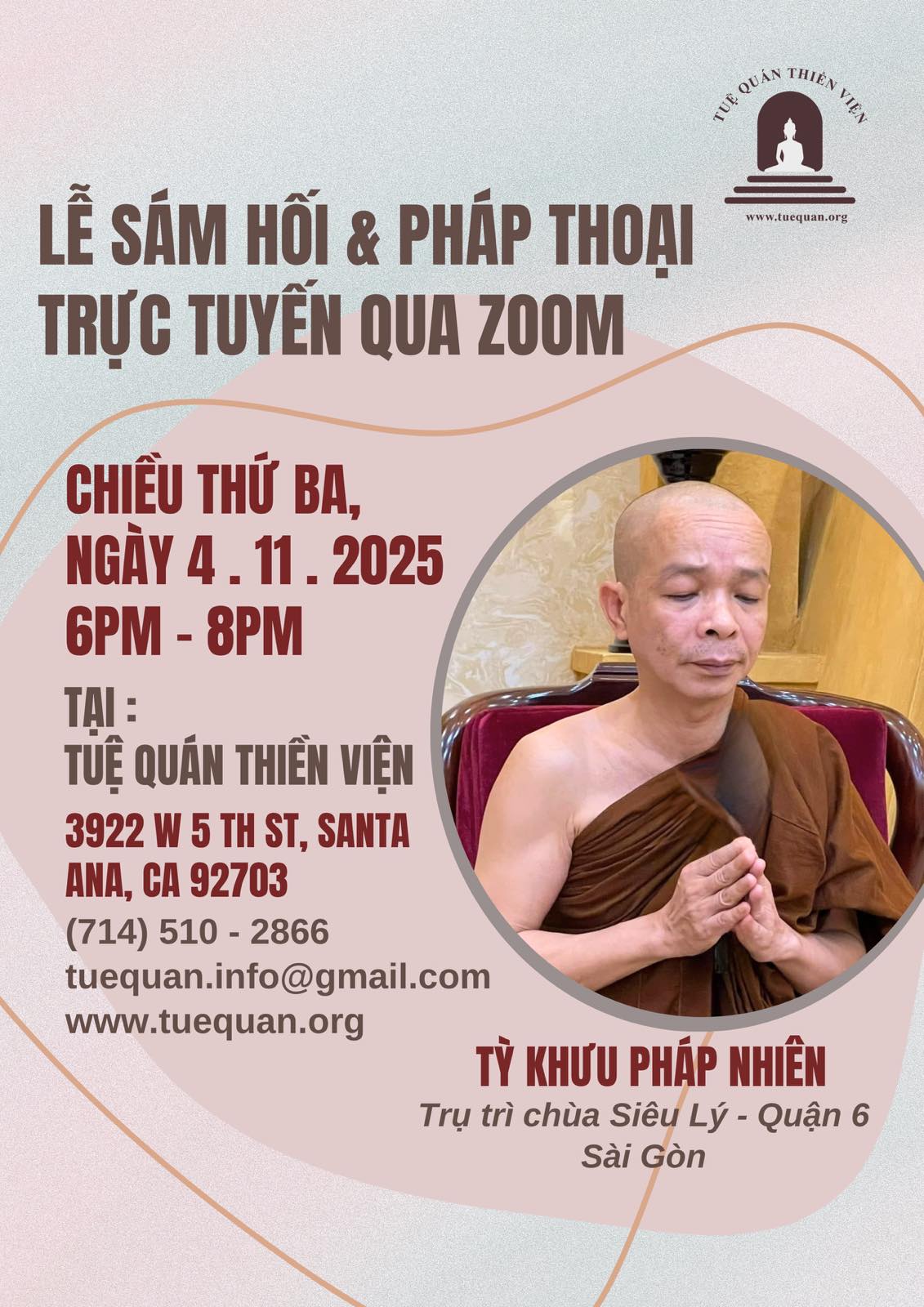 Pháp thoại trực tuyến & Lễ sám hối, 04/11/2025