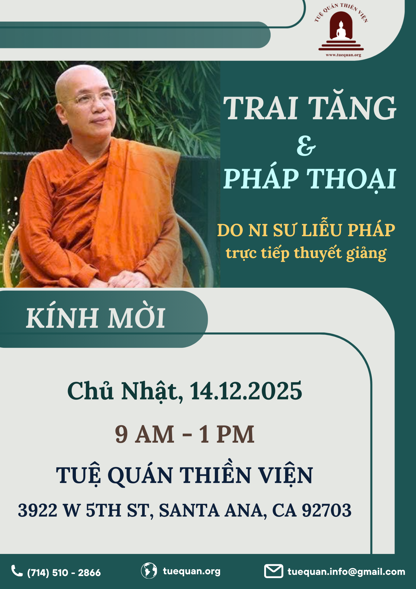 Lễ Trai Tăng & Pháp Thoại, 14/12/2025