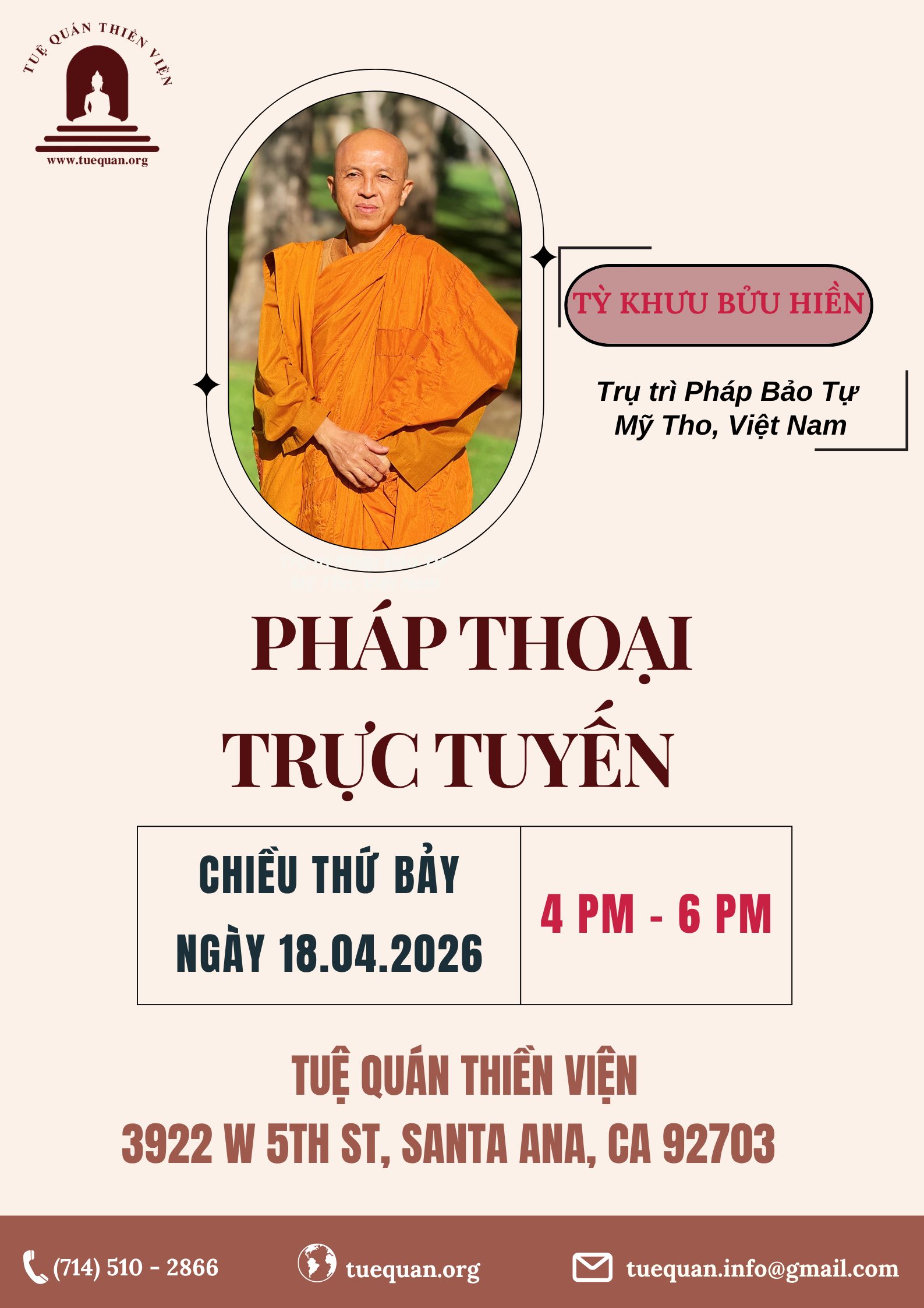 Pháp thoại chiều thứ bảy, 18/04/2026